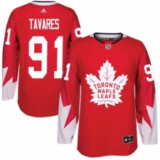 Men's Adidas Toronto Maple Leafs #91 John Tavares Premier Red Alternate NHL Jersey