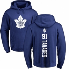 NHL Adidas Toronto Maple Leafs #91 John Tavares Royal Blue Backer Pullover Hoodie