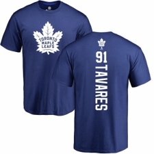 NHL Adidas Toronto Maple Leafs #91 John Tavares Royal Blue Backer T-Shirt