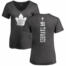 NHL Women's Adidas Toronto Maple Leafs #91 John Tavares Charcoal One Color Backer T-Shirt