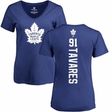 NHL Women's Adidas Toronto Maple Leafs #91 John Tavares Royal Blue Backer T-Shirt