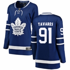 Women's Toronto Maple Leafs #91 John Tavares Authentic Royal Blue Home Fanatics Branded Breakaway NHL Jersey