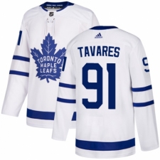 Youth Adidas Toronto Maple Leafs #91 John Tavares Authentic White Away NHL Jersey