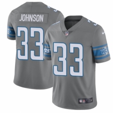 Men's Nike Detroit Lions #33 Kerryon Johnson Elite Steel Rush Vapor Untouchable NFL Jersey