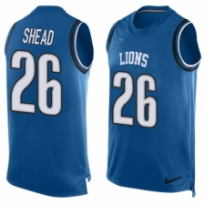 Men's Nike Detroit Lions #26 DeShawn Shead Limited Blue Player Name & Number Tank Top NFL Jersey