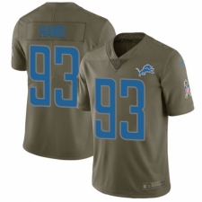 Men's Nike Detroit Lions #93 Da'Shawn Hand Limited Olive 2017 Salute to Service NFL Jersey