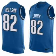 Men's Nike Detroit Lions #82 Luke Willson Limited Blue Player Name & Number Tank Top NFL Jersey