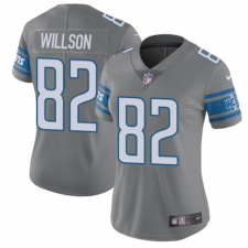 Women's Nike Detroit Lions #82 Luke Willson Limited Steel Rush Vapor Untouchable NFL Jersey