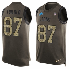 Men's Nike Detroit Lions #87 Levine Toilolo Limited Green Salute to Service Tank Top NFL Jersey
