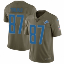 Men's Nike Detroit Lions #87 Levine Toilolo Limited Olive 2017 Salute to Service NFL Jersey