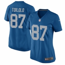 Women's Nike Detroit Lions #87 Levine Toilolo Game Blue Alternate NFL Jersey