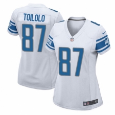 Women's Nike Detroit Lions #87 Levine Toilolo Game White NFL Jersey
