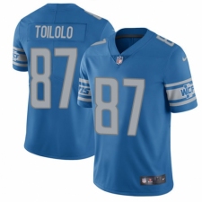 Youth Nike Detroit Lions #87 Levine Toilolo Blue Team Color Vapor Untouchable Elite Player NFL Jersey