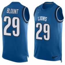 Men's Nike Detroit Lions #29 LeGarrette Blount Limited Blue Player Name & Number Tank Top NFL Jersey