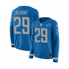Women's Nike Detroit Lions #29 LeGarrette Blount Limited Blue Therma Long Sleeve NFL Jersey
