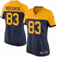 Women's Nike Green Bay Packers #83 Marquez Valdes-Scantling Limited Navy Blue Alternate NFL Jersey