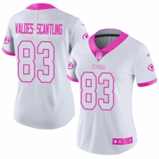 Women's Nike Green Bay Packers #83 Marquez Valdes-Scantling Limited White/Pink Rush Fashion NFL Jersey