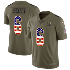 Men's Nike Green Bay Packers #6 JK Scott Limited Olive USA Flag 2017 Salute to Service NFL Jersey