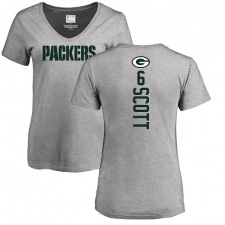 NFL Women's Nike Green Bay Packers #6 JK Scott Ash Backer V-Neck T-Shirt
