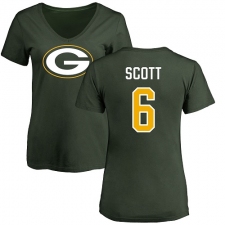 NFL Women's Nike Green Bay Packers #6 JK Scott Green Name & Number Logo T-Shirt