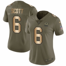 Women's Nike Green Bay Packers #6 JK Scott Limited Olive/Gold 2017 Salute to Service NFL Jersey