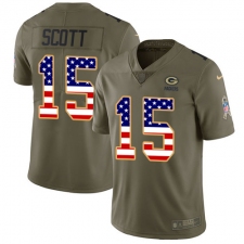Youth Nike Green Bay Packers #15 JK Scott Limited Olive USA Flag 2017 Salute to Service NFL Jersey