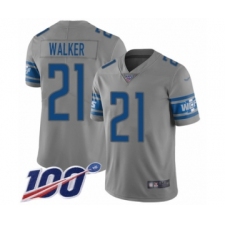 Men's Detroit Lions #21 Tracy Walker Limited Gray Inverted Legend 100th Season Football Jersey