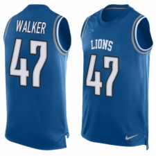 Men's Nike Detroit Lions #47 Tracy Walker Limited Blue Player Name & Number Tank Top NFL Jersey