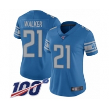 Women's Detroit Lions #21 Tracy Walker Blue Team Color Vapor Untouchable Limited Player 100th Season Football Jersey