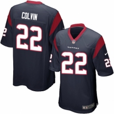 Men's Nike Houston Texans #22 Aaron Colvin Game Navy Blue Team Color NFL Jersey