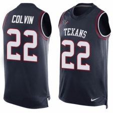 Men's Nike Houston Texans #22 Aaron Colvin Limited Navy Blue Player Name & Number Tank Top NFL Jersey