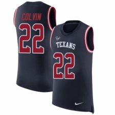 Men's Nike Houston Texans #22 Aaron Colvin Navy Blue Rush Player Name & Number Tank Top NFL Jersey