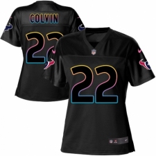 Women's Nike Houston Texans #22 Aaron Colvin Game Black Fashion NFL Jersey