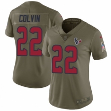 Women's Nike Houston Texans #22 Aaron Colvin Limited Olive 2017 Salute to Service NFL Jersey