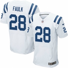 Men's Nike Indianapolis Colts #28 Marshall Faulk Elite White NFL Jersey