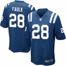 Men's Nike Indianapolis Colts #28 Marshall Faulk Game Royal Blue Team Color NFL Jersey