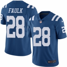 Men's Nike Indianapolis Colts #28 Marshall Faulk Limited Royal Blue Rush Vapor Untouchable NFL Jersey