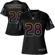Women's Nike Indianapolis Colts #28 Marshall Faulk Game Black Fashion NFL Jersey