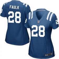 Women's Nike Indianapolis Colts #28 Marshall Faulk Game Royal Blue Team Color NFL Jersey