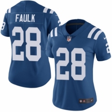 Women's Nike Indianapolis Colts #28 Marshall Faulk Royal Blue Team Color Vapor Untouchable Limited Player NFL Jersey