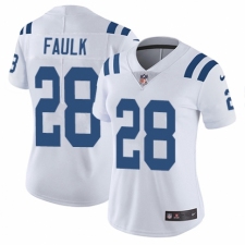 Women's Nike Indianapolis Colts #28 Marshall Faulk White Vapor Untouchable Limited Player NFL Jersey