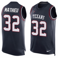 Men's Nike Houston Texans #32 Tyrann Mathieu Limited Navy Blue Player Name & Number Tank Top NFL Jersey