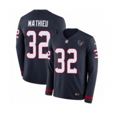 Men's Nike Houston Texans #32 Tyrann Mathieu Limited Navy Blue Therma Long Sleeve NFL Jersey