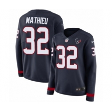 Women's Nike Houston Texans #32 Tyrann Mathieu Limited Navy Blue Therma Long Sleeve NFL Jersey