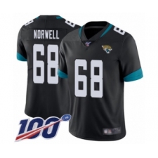 Men's Jacksonville Jaguars #68 Andrew Norwell Black Team Color Vapor Untouchable Limited Player 100th Season Football Jersey