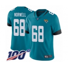 Men's Jacksonville Jaguars #68 Andrew Norwell Teal Green Alternate Vapor Untouchable Limited Player 100th Season Football Jersey