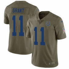 Youth Nike Indianapolis Colts #11 Ryan Grant Limited Olive 2017 Salute to Service NFL Jersey
