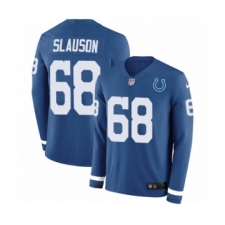 Men's Nike Indianapolis Colts #68 Matt Slauson Limited Blue Therma Long Sleeve NFL Jersey