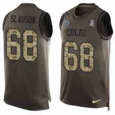 Men's Nike Indianapolis Colts #68 Matt Slauson Limited Green Salute to Service Tank Top NFL Jersey