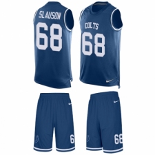 Men's Nike Indianapolis Colts #68 Matt Slauson Limited Royal Blue Tank Top Suit NFL Jersey